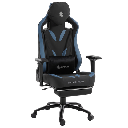 Silla Gamer Dreizt Thunder Series Azul Premium Con Posapies Clase 4