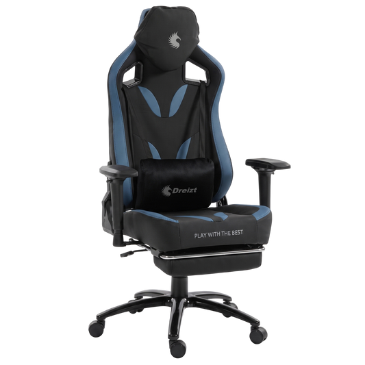 Silla Gamer Dreizt Thunder Series Azul Premium Con Posapies Clase 4