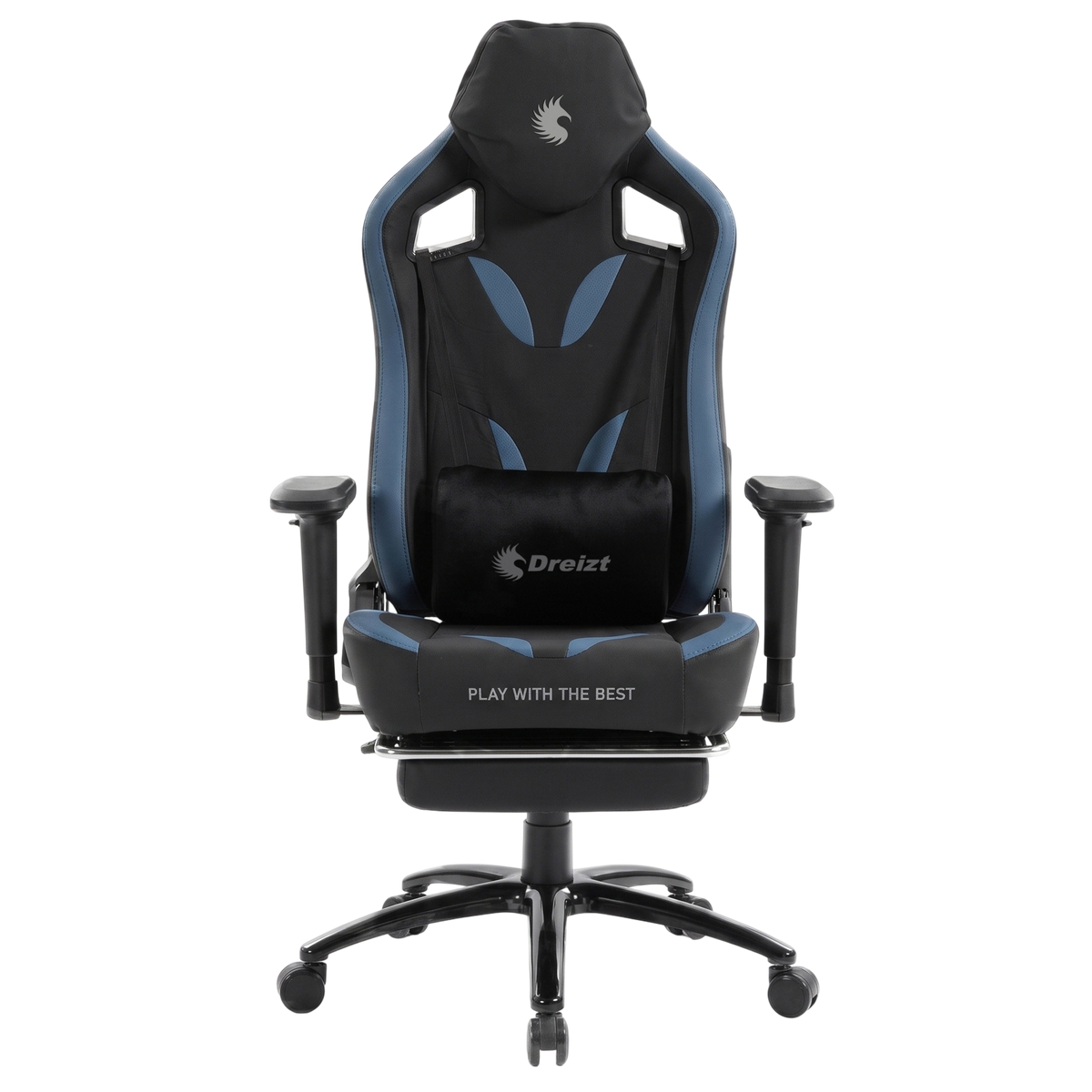 Silla Gamer Dreizt Thunder Series Azul Premium Con Posapies Clase 4
