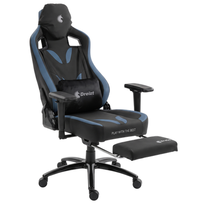 Silla Gamer Dreizt Thunder Series Azul Premium Con Posapies Clase 4