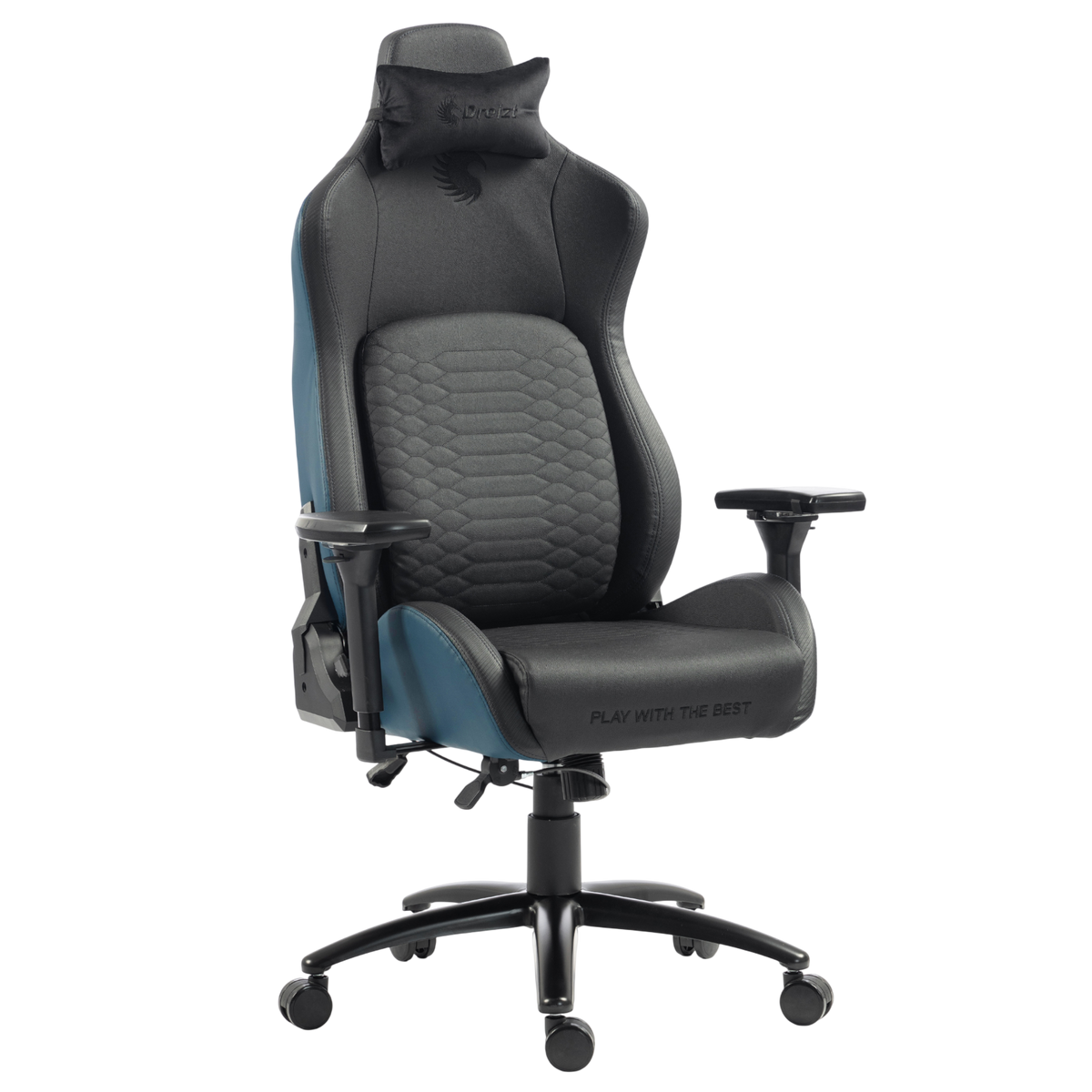 Silla Gamer Dreizt Titan Series Azul Dark Premium Almohadilla Inteligente Reclinable Gas Lift Clase 4