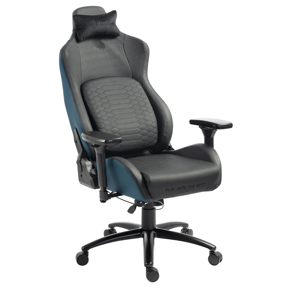 Silla Gamer Dreizt Titan Series Azul Dark Premium Almohadilla Inteligente Reclinable Gas Lift Clase 4