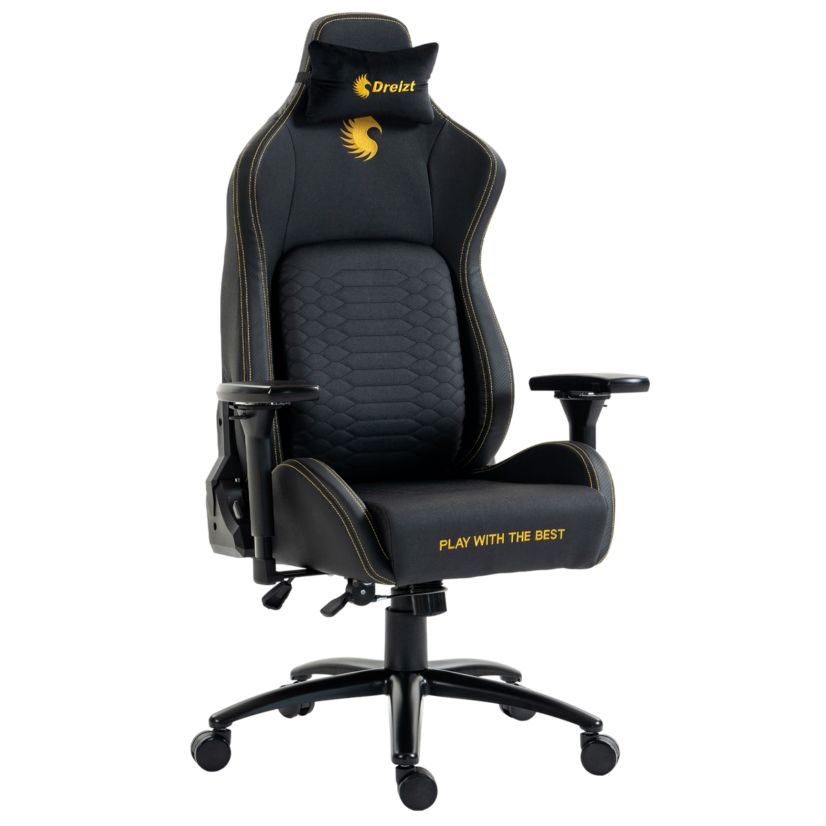 Silla Gamer Dreizt Titan Series Golden Dark Premium Almohadilla Inteligente Reclinable Gas Lift Clase 4
