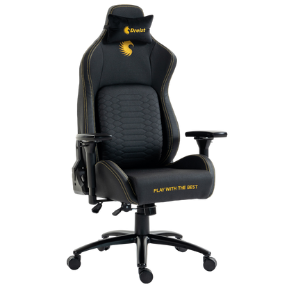 Silla Gamer Dreizt Titan Series Golden Dark Premium Almohadilla Inteligente Reclinable Gas Lift Clase 4