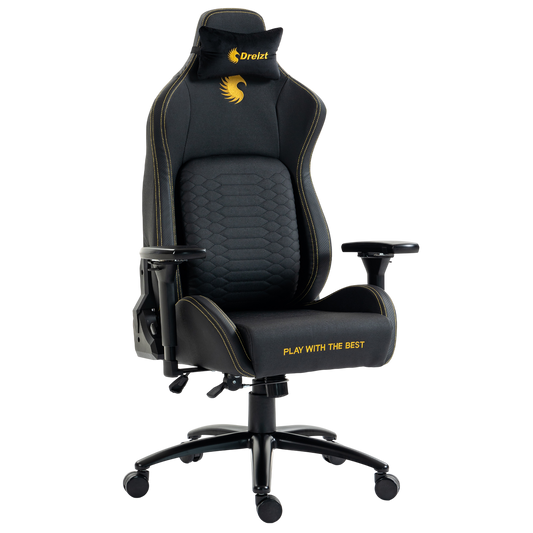 Silla Gamer Dreizt Titan Series Golden Dark Premium Almohadilla Inteligente Reclinable Gas Lift Clase 4