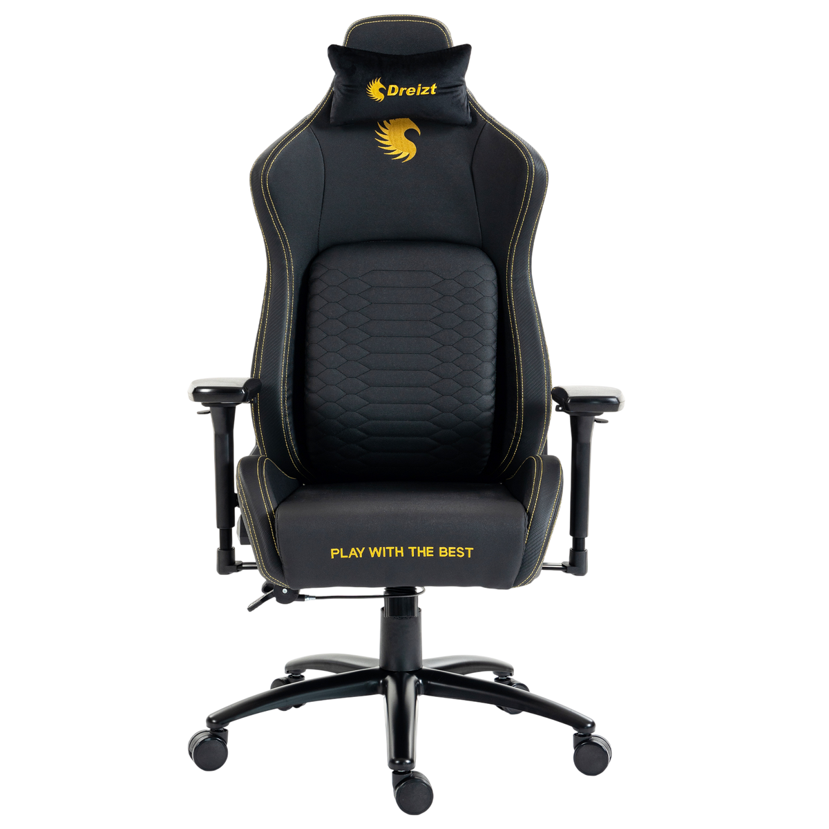 Silla Gamer Dreizt Titan Series Golden Dark Premium Almohadilla Inteligente Reclinable Gas Lift Clase 4