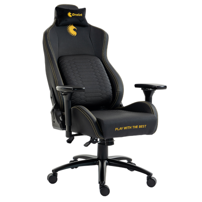 Silla Gamer Dreizt Titan Series Golden Dark Premium Almohadilla Inteligente Reclinable Gas Lift Clase 4