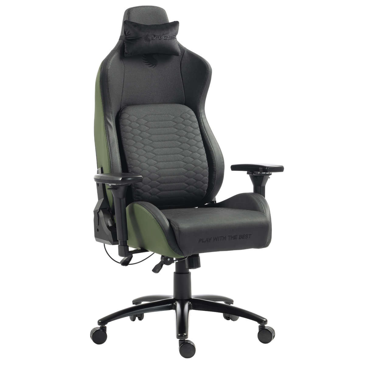 Silla Gamer Dreizt Titan Series Verde Dark Premium Almohadilla Inteligente Reclinable Gas Lift Clase 4