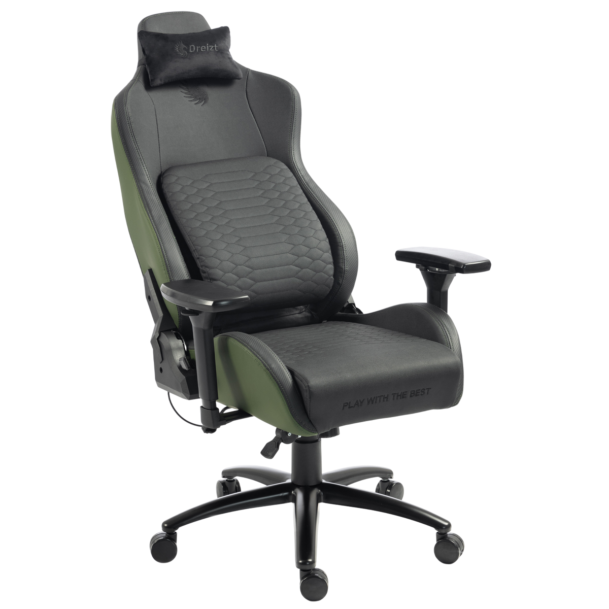 Silla Gamer Dreizt Titan Series Verde Dark Premium Almohadilla Inteligente Reclinable Gas Lift Clase 4