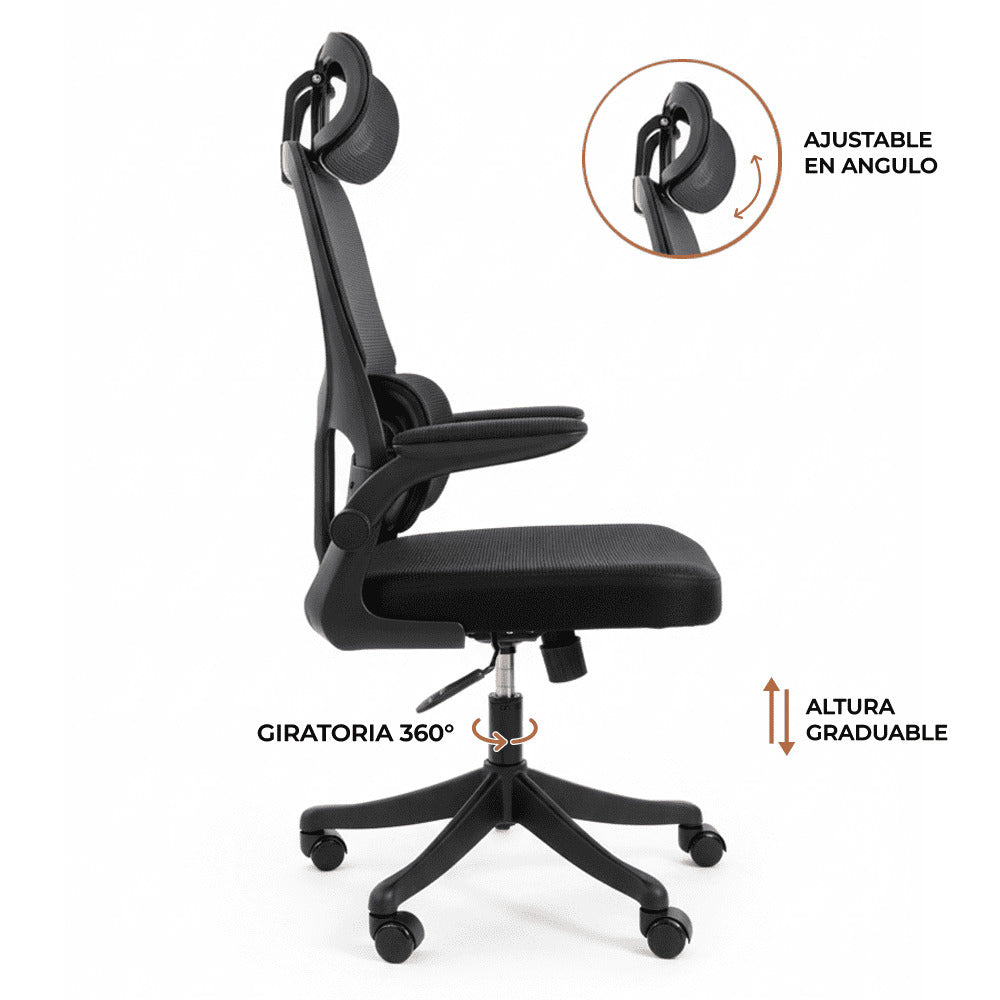 Silla Ergonomica de Oficina Gerencial Komsum Turin Negro