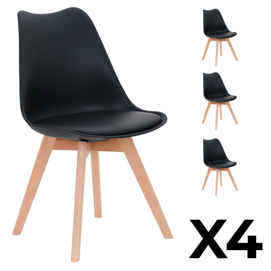 Juego de 4 Sillas de Oficina Ravena Negro