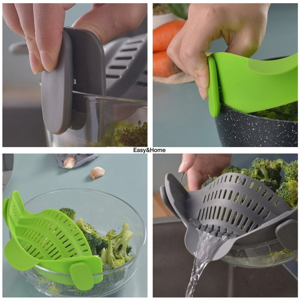 Colador Escurridor de Silicona Con Clip para Ollas HYC280050