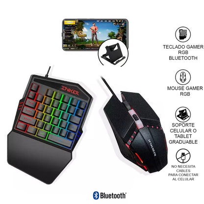 Combo Gamer Silla Gamer Dreizt Shine Series Negro + Teclado Gamer de una Sola Mano Rgb y Mouse 4 en 1