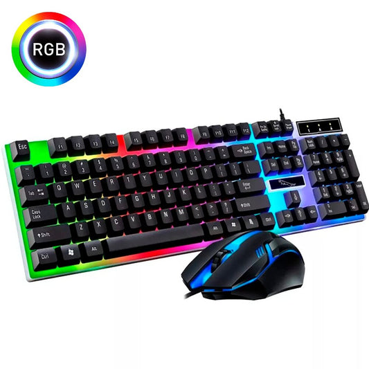Combo Teclado y Mouse Gamer RGB Laptop PC Negro Playpro