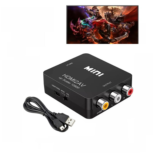 Convertidor Adaptador HDMI a AV RCA 1080p Full HD Video Negro