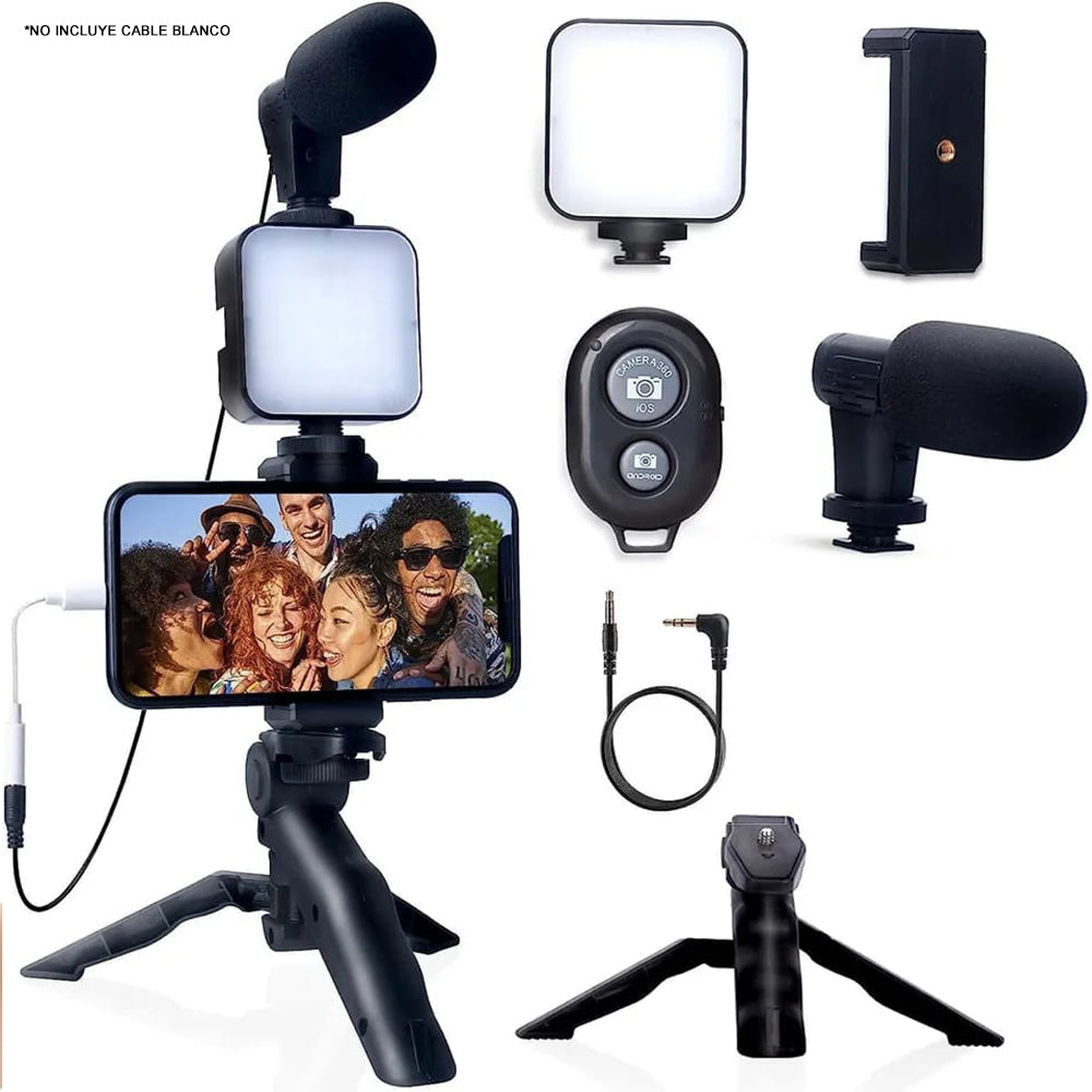 Kit de Grabacion Tripode  Microfono  Luz Shooter Intelrud FYI260022