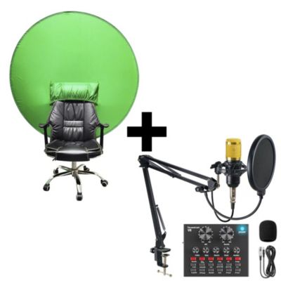 Combo Pantalla Verde Portátil para Silla Interlud + Micrófono Profesional con Consola BM-800 Dreizt