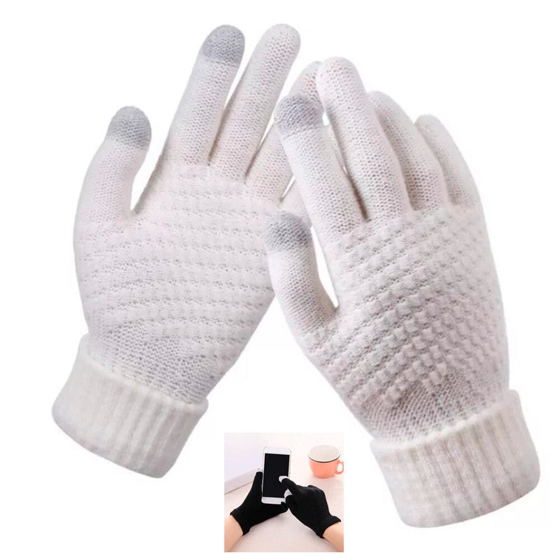 Guantes de Invierno Touch Screen Celular Tablet Blanco