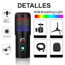 Combo Audífonos Gamer Bluetooth M28 Profesionales + Micrófono Profesional de Mesa Black RGB Dreizt