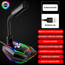Combo Micrófono D9000 PRO RGB Gamer + Parlantes Gamer D4500 Luces