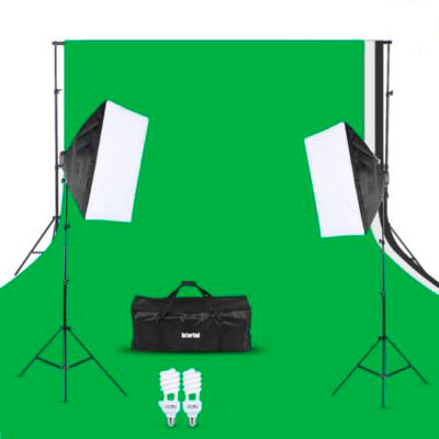 Kit fotografía Interlud profesional video fondo verde + parantes + soft box iluminación + maletín negro FYI260012