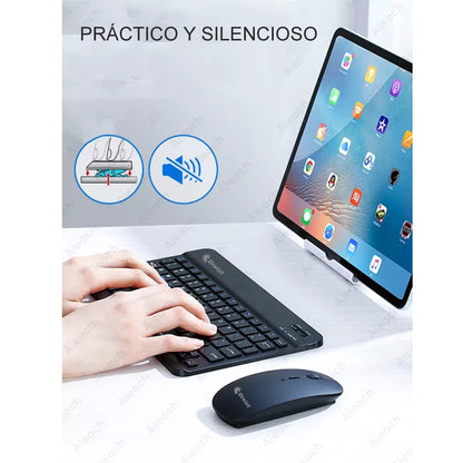 Kit Teclado y Mouse Inalámbrico Bluetooth Multidipositivo Dreizt DT100 Negro