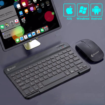 Kit Teclado y Mouse Inalámbrico Bluetooth Multidipositivo Dreizt DT100 Negro