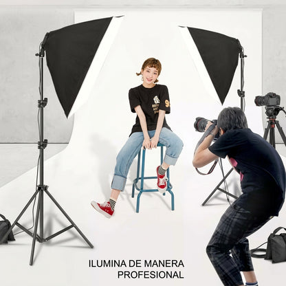 Kit fotografía Interlud profesional video fondo verde + parantes + soft box iluminación + maletín negro FYI260012