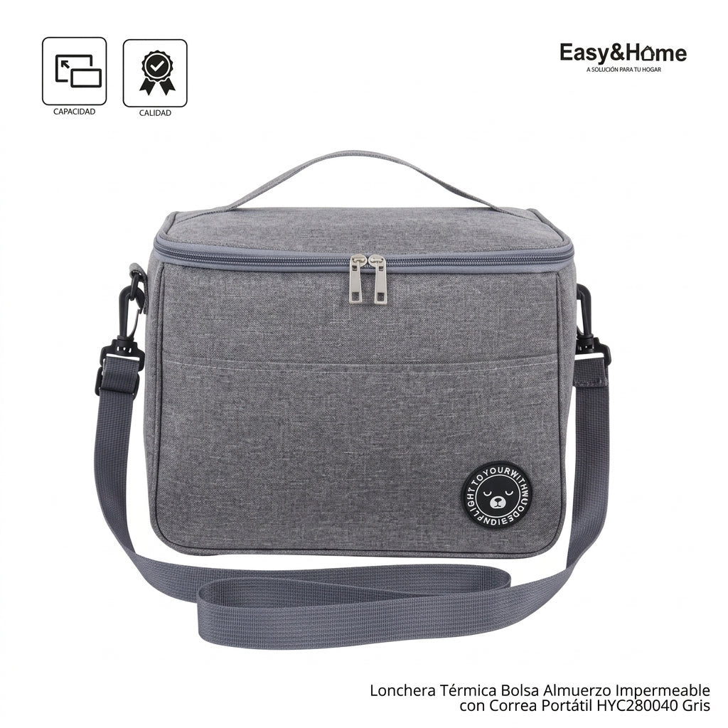 Lonchera Térmica Bolsa Almuerzo Impermeable EasyHome HYC280040 Gris