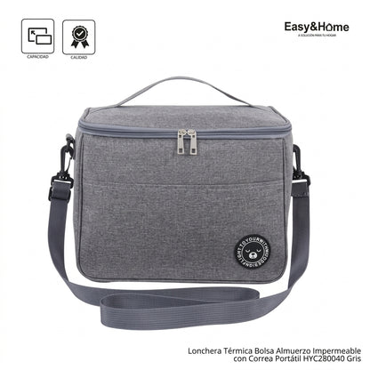 Lonchera Térmica Bolsa Almuerzo Impermeable EasyHome HYC280040 Gris