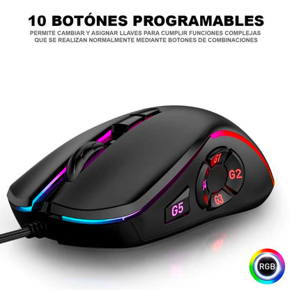 Mouse Gamer Profesional D7200 PRO RGB Dreizt