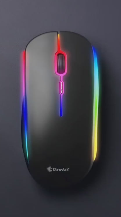 Mouse Inalámbrico Recargable Bluetooth con Iluminación LED RGB GR270024 Dreizt Negro