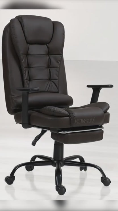 Silla Ergonomica Oficina Gerencial Base de Acero Roma Komsum Marron Oscuro