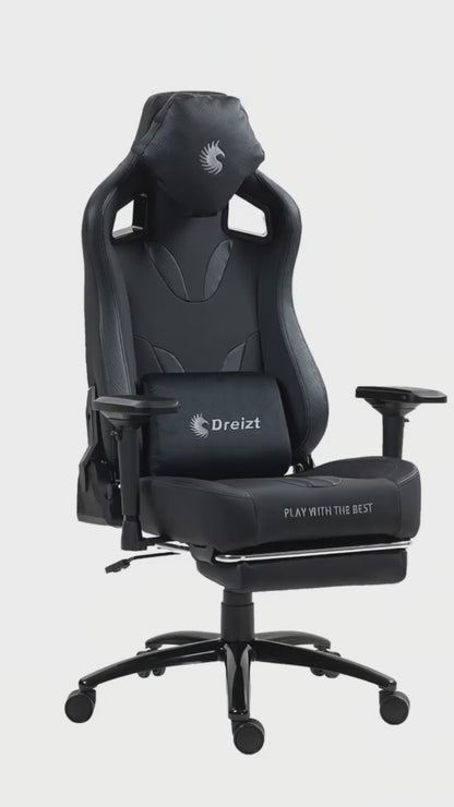 Silla Gamer Dreizt Thunder Series Negro Premium Con Posapies Clase 4