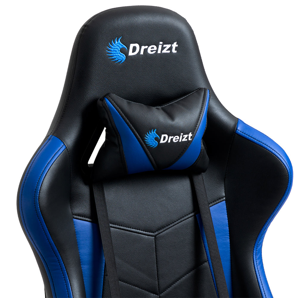 Silla Gamer Dreizt Apolo Series Azul Pro 180° Reclinable Alta Calidad con Posapies