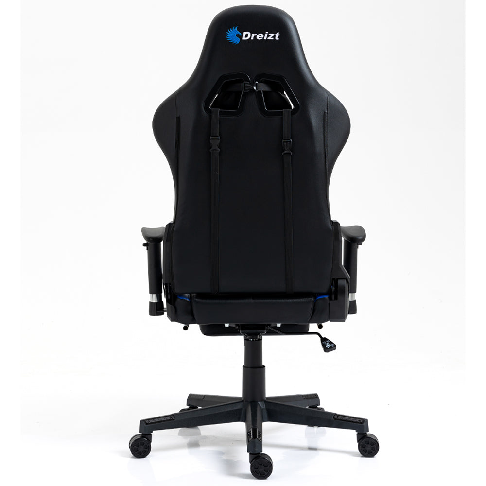 Silla Gamer Dreizt Apolo Series Azul Pro 180° Reclinable Alta Calidad con Posapies
