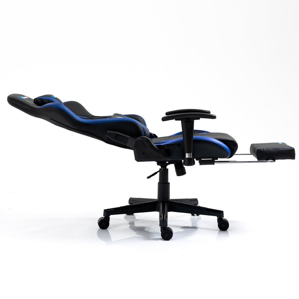 Silla Gamer Dreizt Apolo Series Azul Pro 180° Reclinable Alta Calidad con Posapies