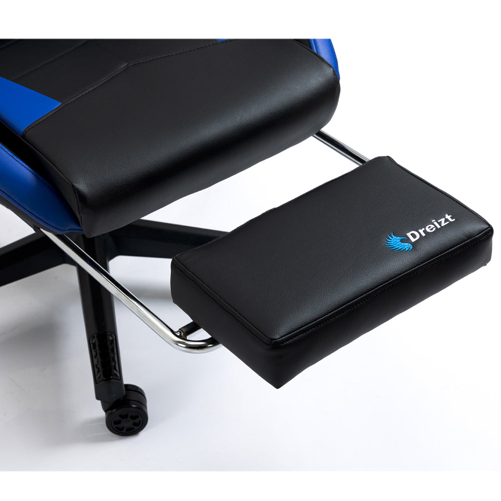 Silla Gamer Dreizt Apolo Series Azul Pro 180° Reclinable Alta Calidad con Posapies