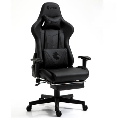 Silla Gamer Dreizt Apolo Series Negro Pro 180° Reclinable Alta Calidad con Posapies