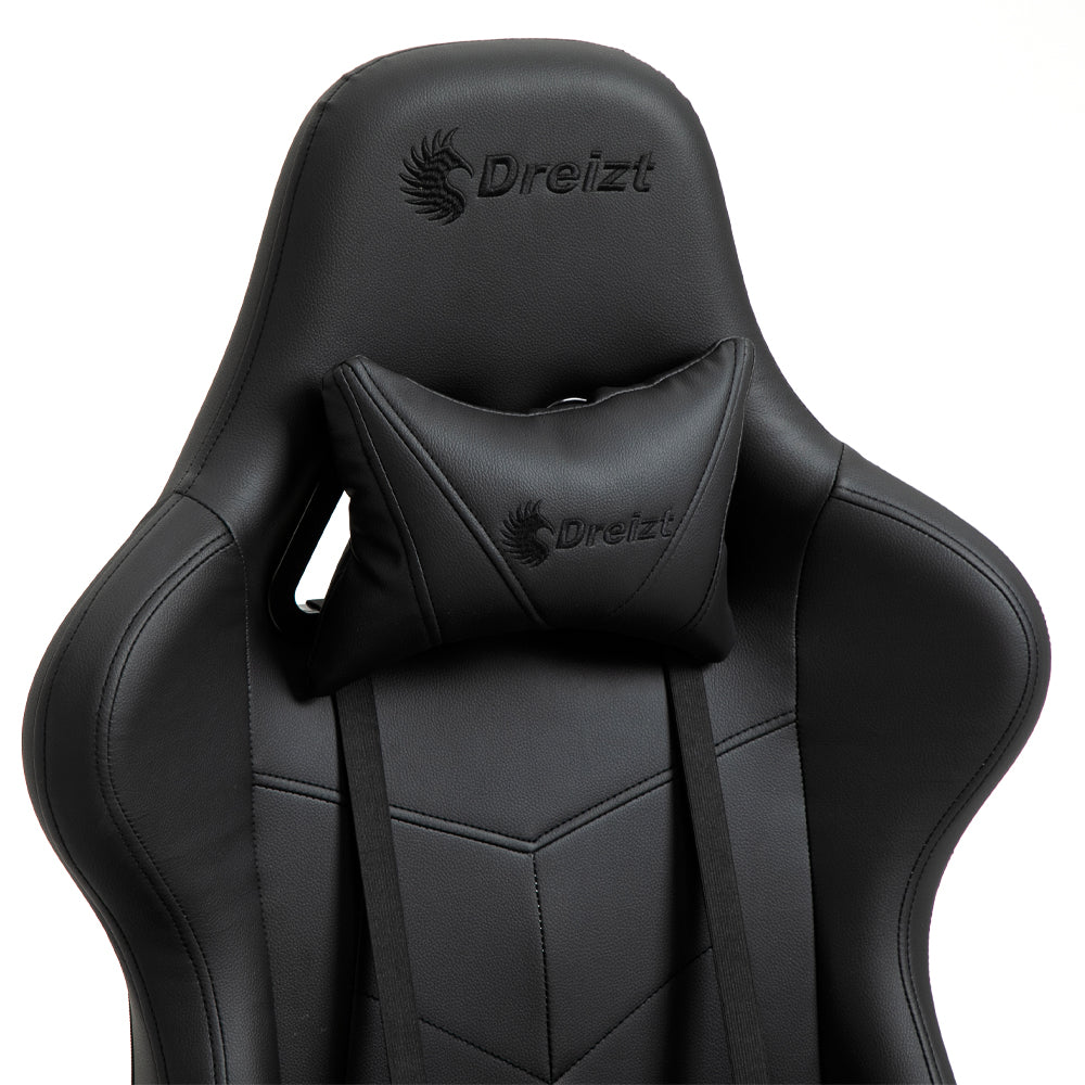 Silla Gamer Dreizt Apolo Series Negro Pro 180° Reclinable Alta Calidad con Posapies