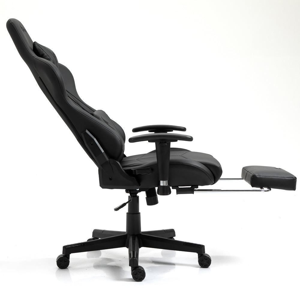 Silla Gamer Dreizt Apolo Series Negro Pro 180° Reclinable Alta Calidad con Posapies