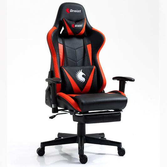 Silla Gamer Dreizt Apolo Series Rojo Pro 180° Reclinable Alta Calidad con Posapies