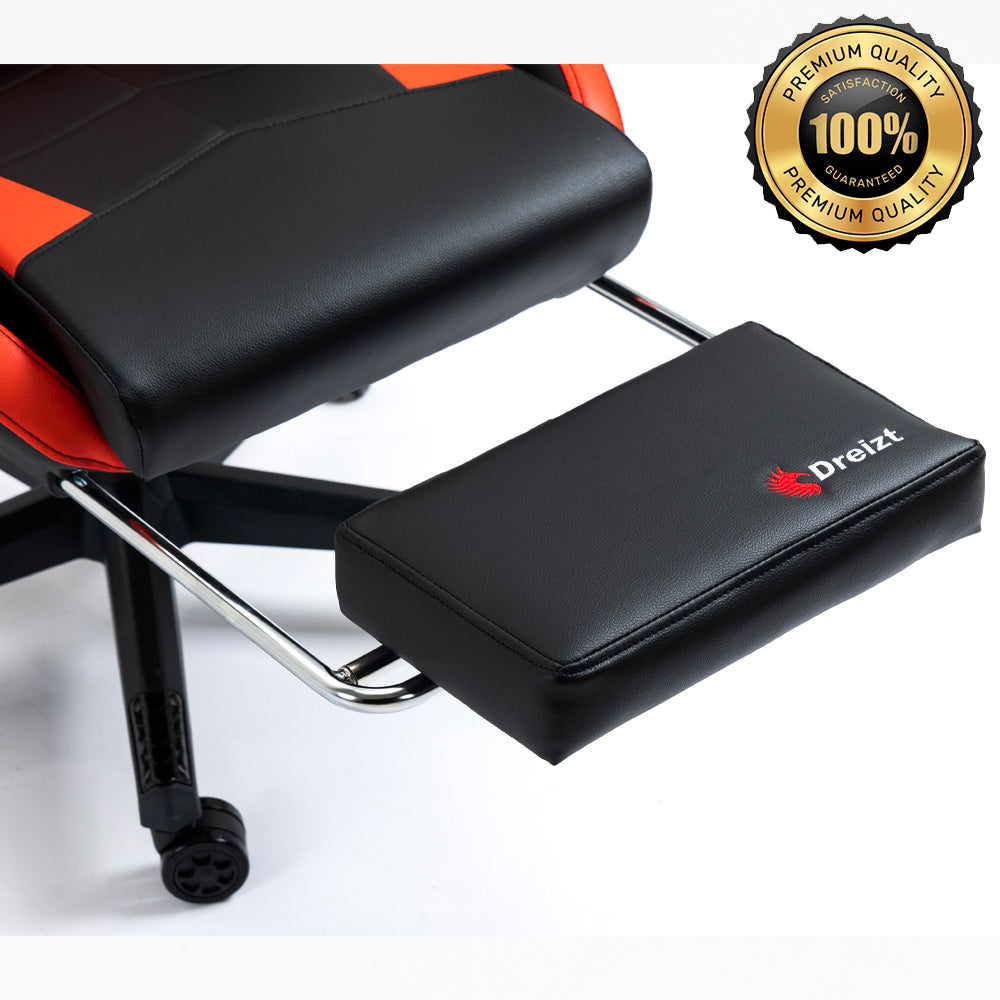 Silla Gamer Dreizt Apolo Series Rojo Pro 180° Reclinable Alta Calidad con Posapies