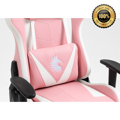 Silla Gamer Dreizt Apolo Series Rosado Pro 180° Reclinable Alta Calidad con Posapies