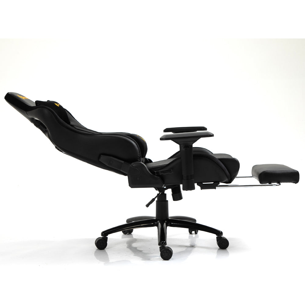 Silla Gamer Dreizt King Series Dorado Premium Alta Calidad Reclinable con Posapies Gas Lift Clase 4