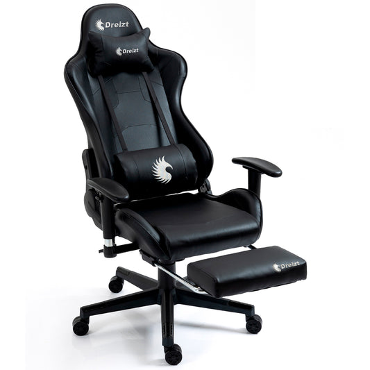 Silla Gamer Dreizt Optimus Series Negro Pro 180° Reclinable Alta Calidad con Posapies