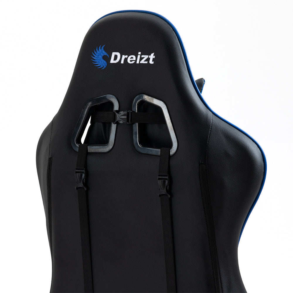 Silla Gamer Dreizt Optimus Series Azul Pro 180° Reclinable Alta Calidad con Posapies