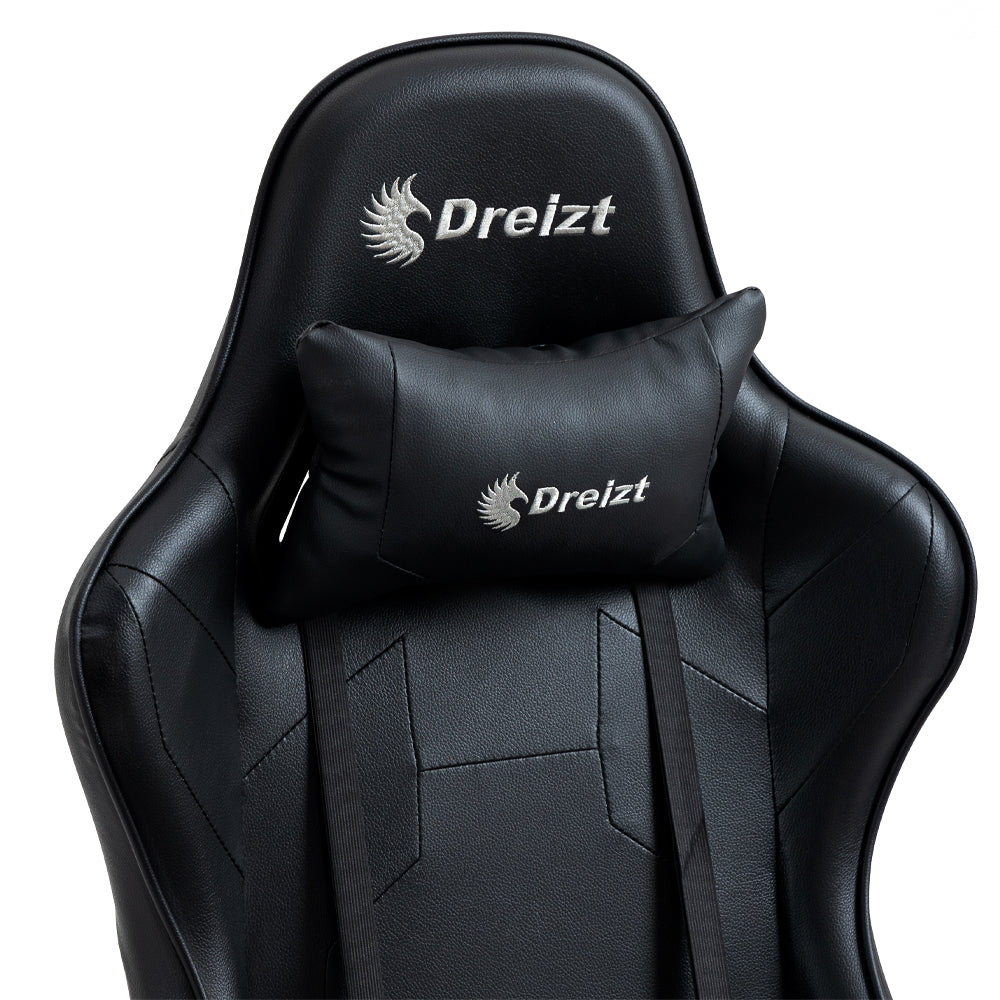 Silla Gamer Dreizt Optimus Series Negro Pro 180° Reclinable Alta Calidad con Posapies