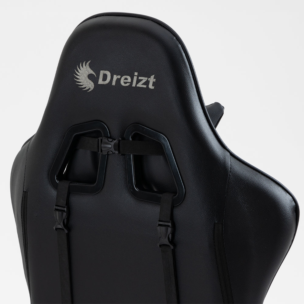 Silla Gamer Dreizt Optimus Series Negro Pro 180° Reclinable Alta Calidad con Posapies