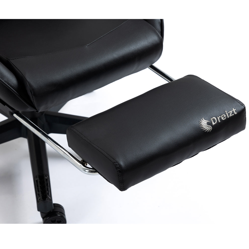 Silla Gamer Dreizt Optimus Series Negro Pro 180° Reclinable Alta Calidad con Posapies